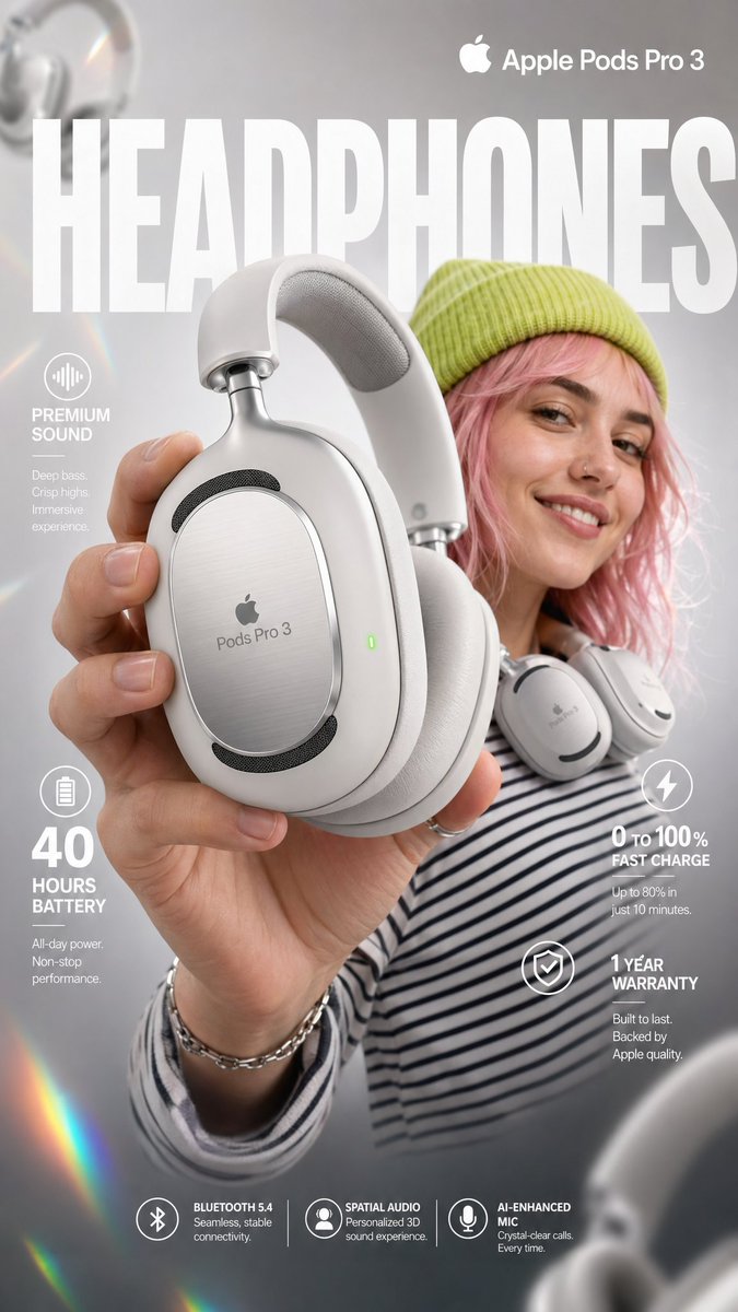 Apple Pods Pro 3 : Casque Audio Over-Ear Premium - Visuel Hero E-commerce
