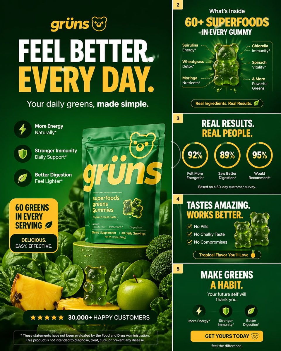 High-Converting Grüns Greens Gummies Carousel Design