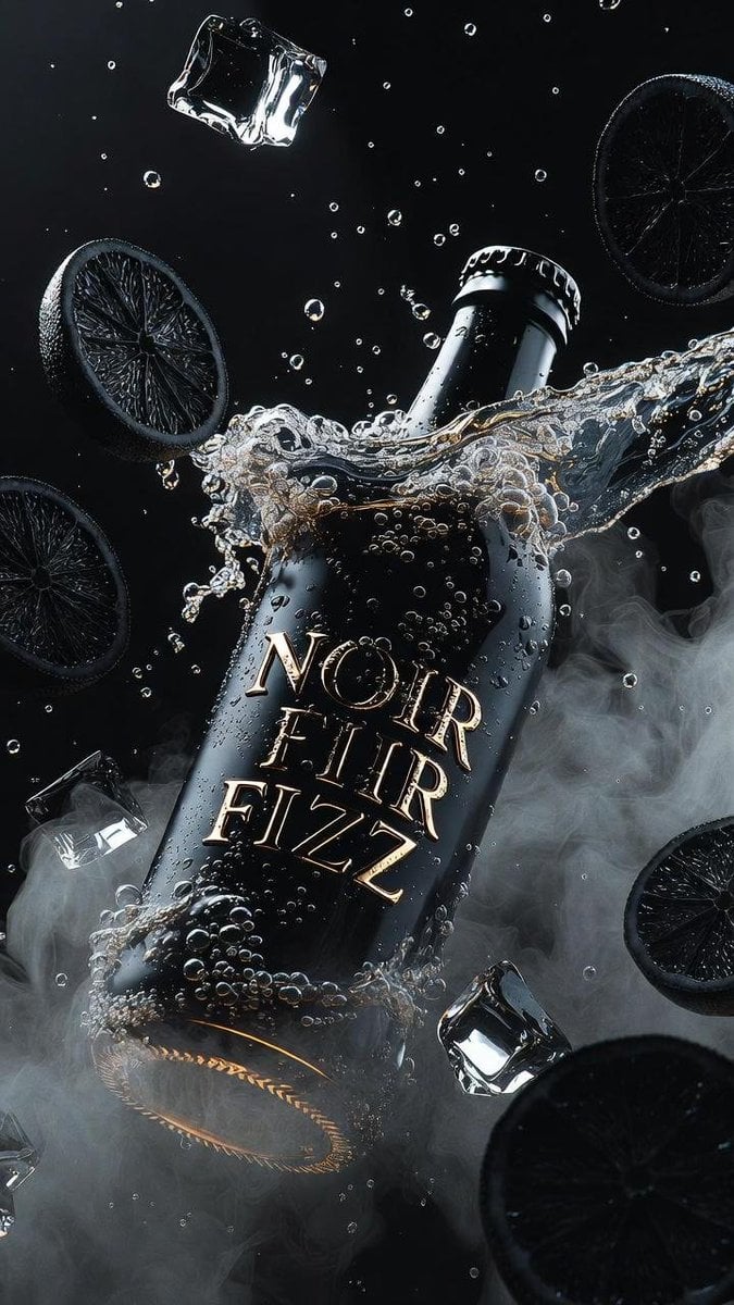 Bouteille Soda Luxe Noire Mate NOIR FIZZ Photographie Produit Cinématique
