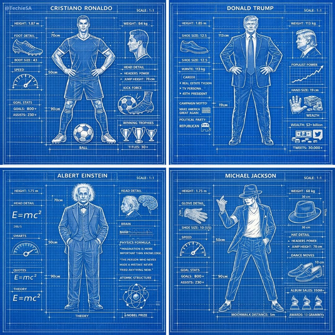 Karakter Teknik Blueprint İllüstrasyonu