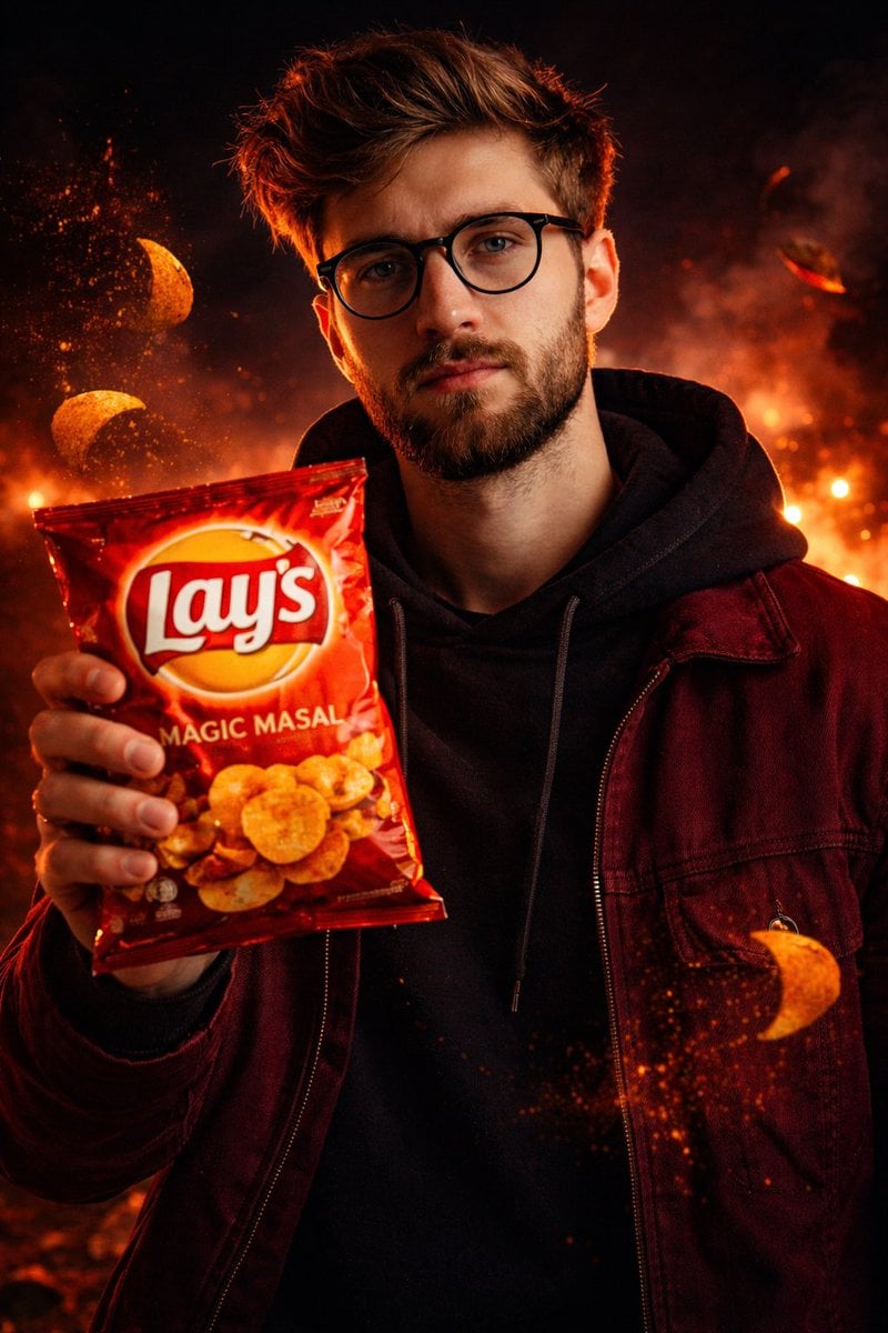 Ultra Realistic Cinematic Lay's Chips Packet Advertisement