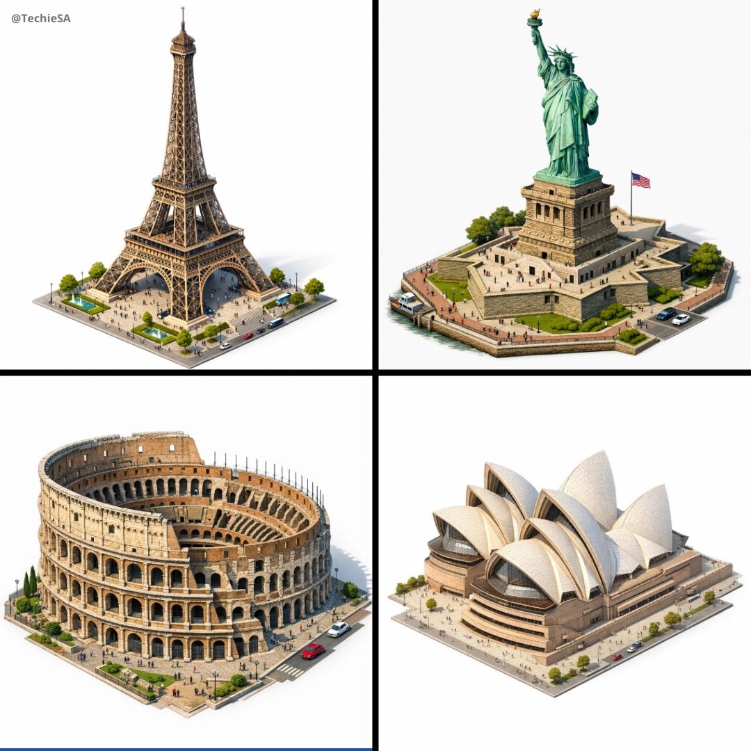 Isometric 3D Architectural Rendering of Landmark